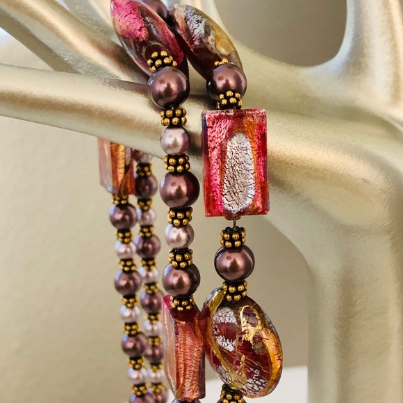 Vintage Beautiful Art Glass 925 NECKLACE - Picture 8 of 17